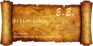 Erlich Ervin névjegykártya
